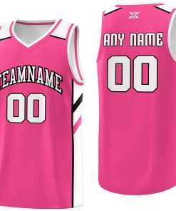 Custom Pink White-Black Classic Tops Style Mesh Sport Basketball Jersey