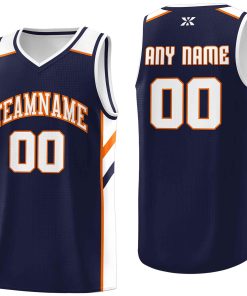 Custom Navy White-Orange Classic Tops Style Mesh Sport Basketball Jersey