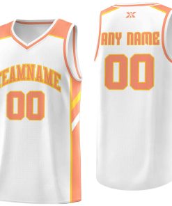 Custom White Orange-Yellow Classic Tops Style Mesh Sport Basketball Jersey