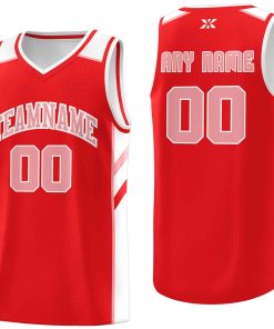 Custom Red Pink-White Classic Tops Style Mesh Sport Basketball Jersey