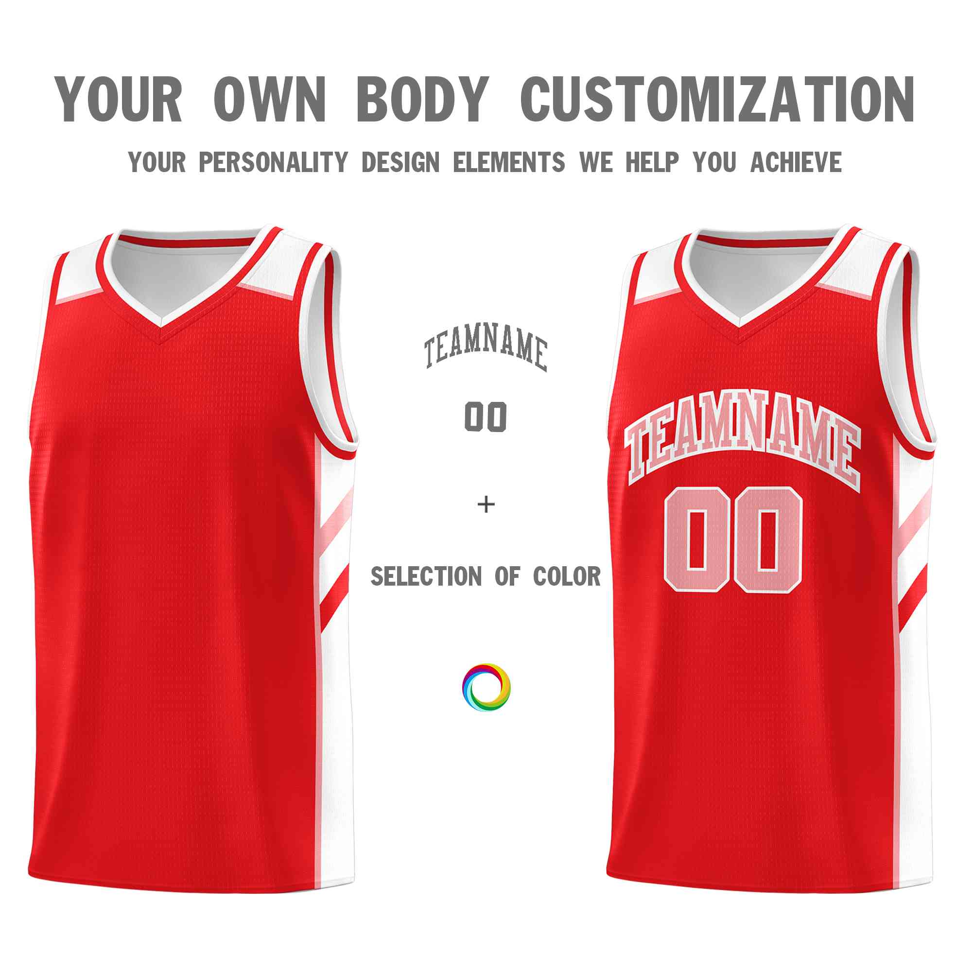 Custom Red Pink-White Classic Tops Style Mesh Sport Basketball Jersey - Image 3