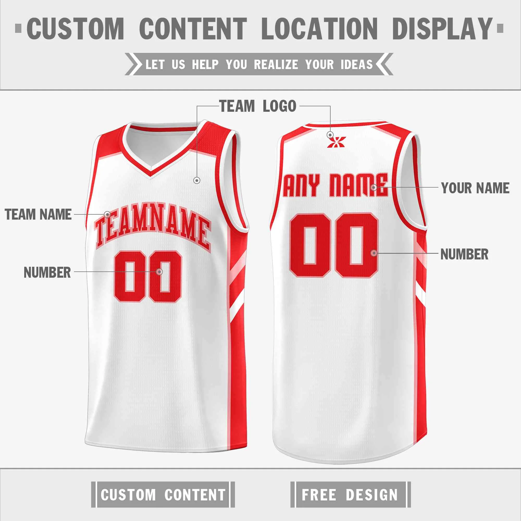 Custom White Red-Pink Classic Tops Style Mesh Sport Basketball Jersey - Image 2
