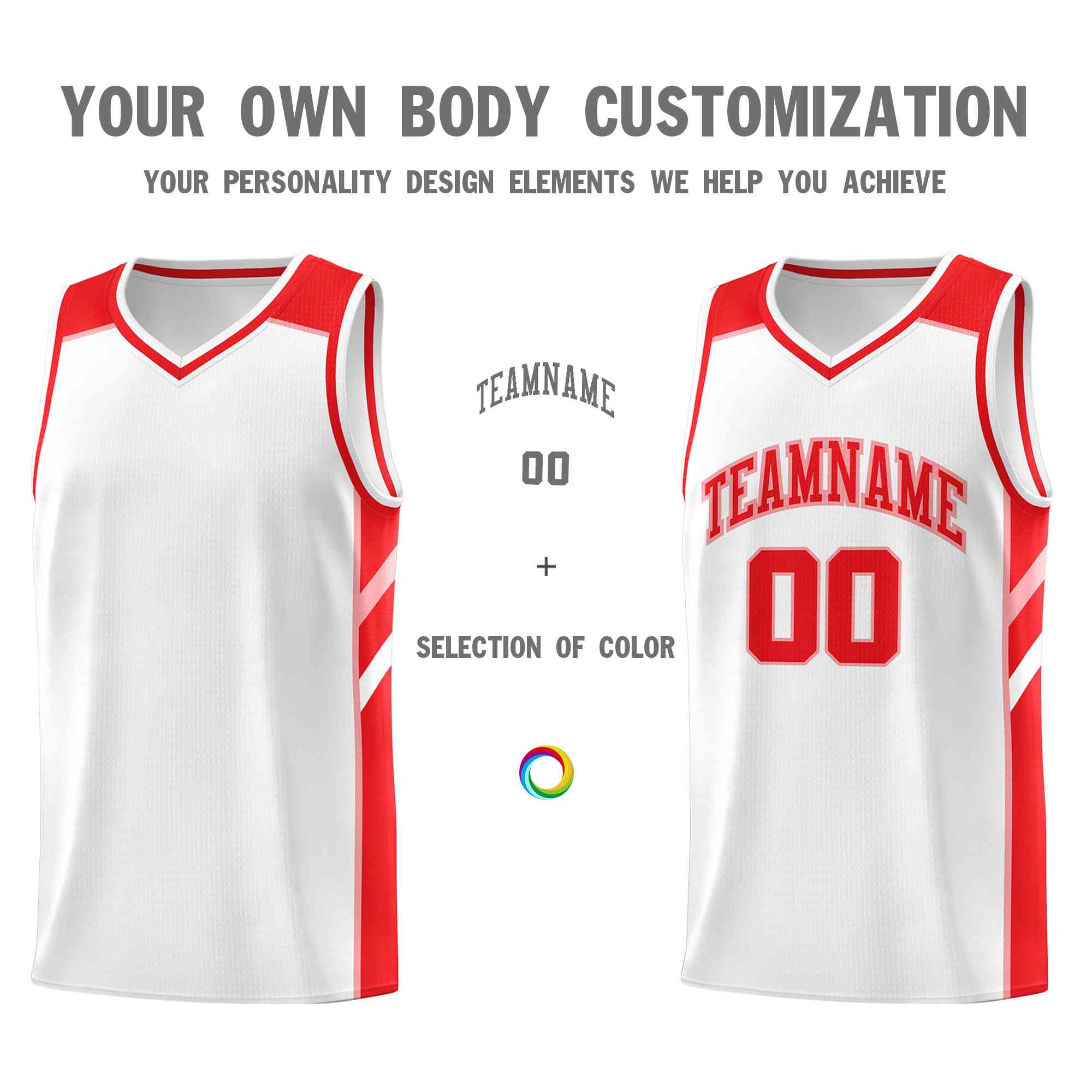 Custom White Red-Pink Classic Tops Style Mesh Sport Basketball Jersey - Image 3