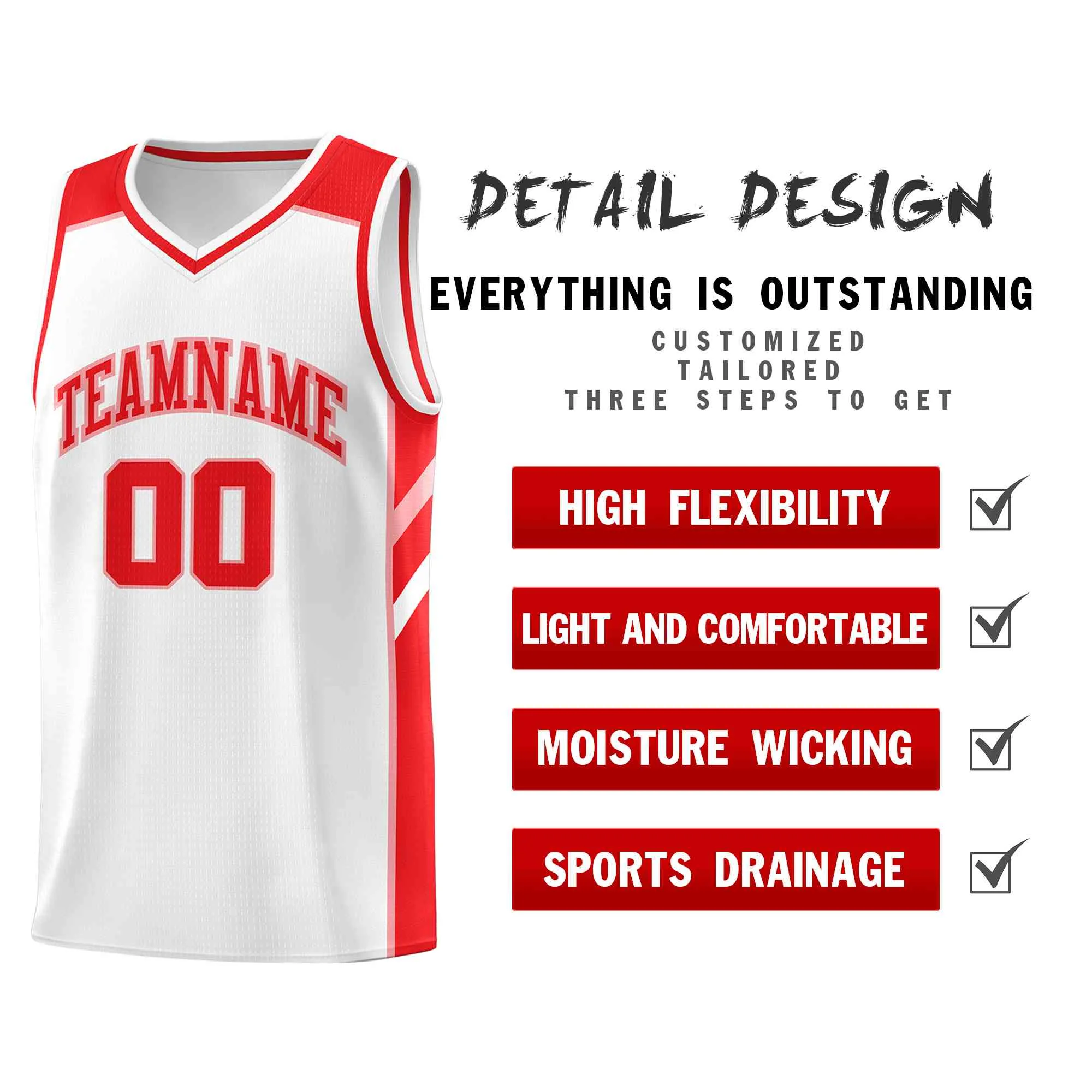 Custom White Red-Pink Classic Tops Style Mesh Sport Basketball Jersey - Image 4