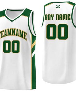 Custom White Green-Old Gold Classic Tops Style Mesh Sport Basketball Jersey