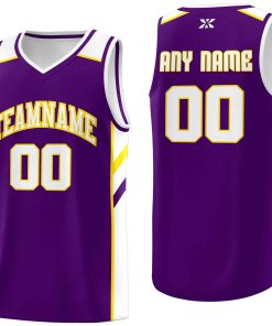 Custom Purple White-Yellow Classic Tops Style Mesh Sport Basketball Jersey