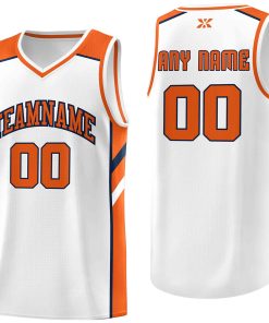 Custom White Orange-Navy Classic Tops Style Mesh Sport Basketball Jersey