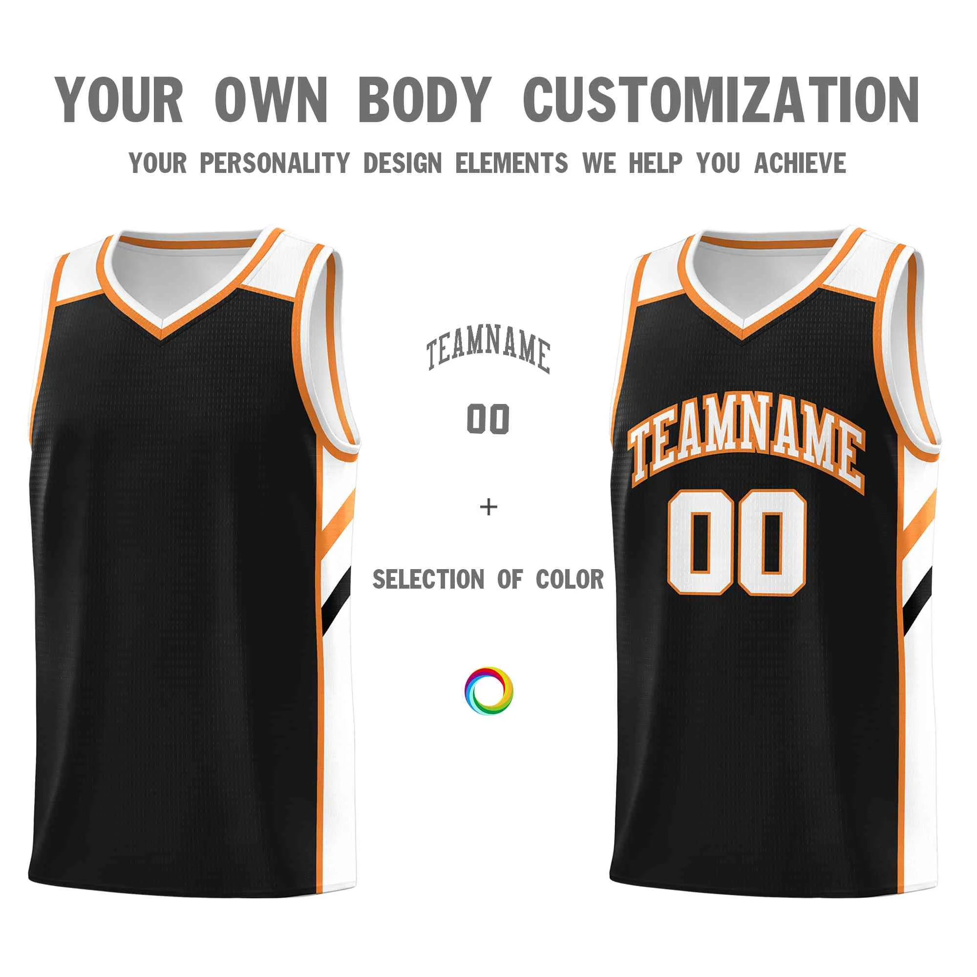 Custom Navy White-Orange Classic Tops Style Mesh Sport Basketball Jersey - Image 3