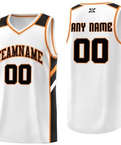 Custom White Black-Orange Classic Tops Style Mesh Sport Basketball Jersey