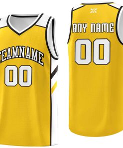 Custom Yellow White-Black Classic Tops Style Mesh Sport Basketball Jersey