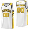 Custom White Yellow-Black Classic Tops Style Mesh Sport Basketball Jersey