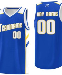 Custom Blue White-Yellow Classic Tops Style Mesh Sport Basketball Jersey