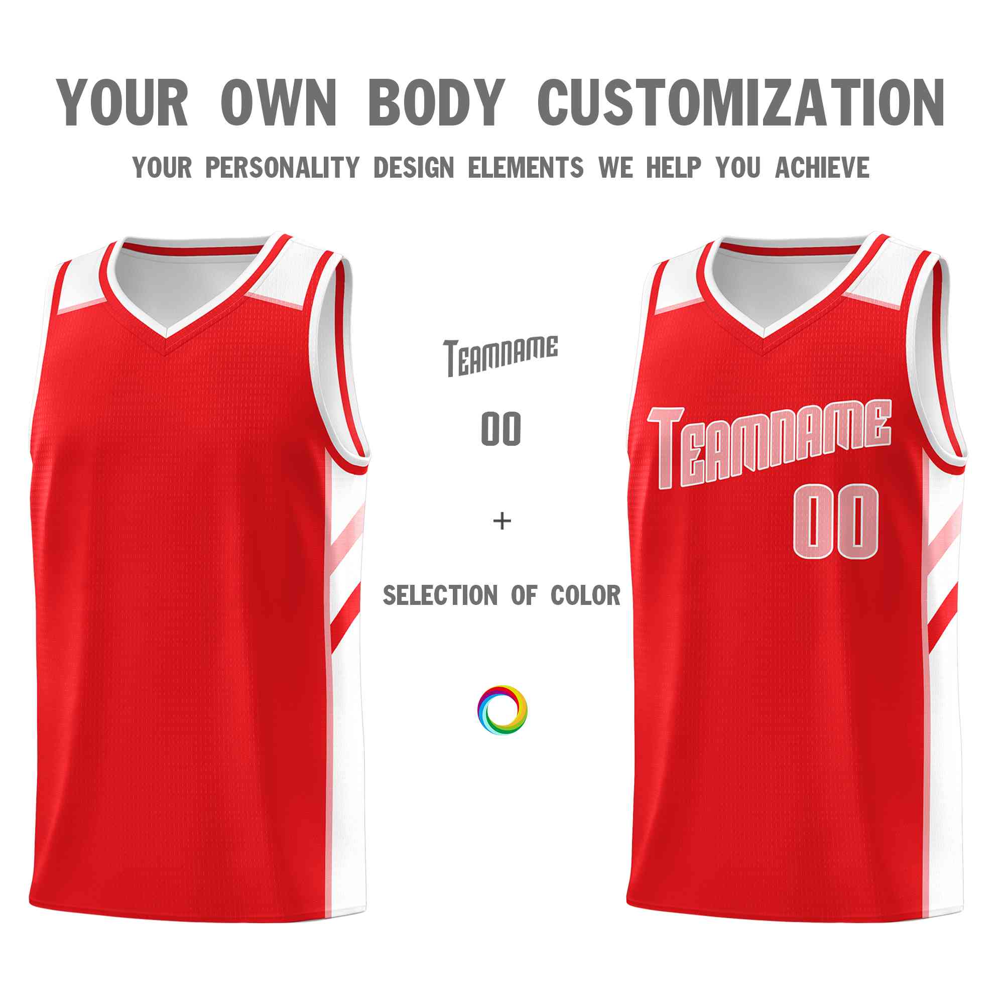 Custom Red Pink-White Classic Tops Style Mesh Sport Basketball Jersey - Image 3