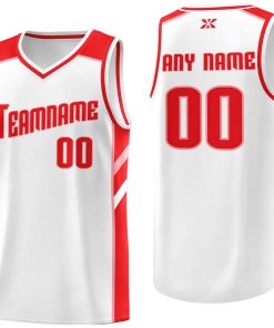Custom White Red-Pink Classic Tops Style Mesh Sport Basketball Jersey