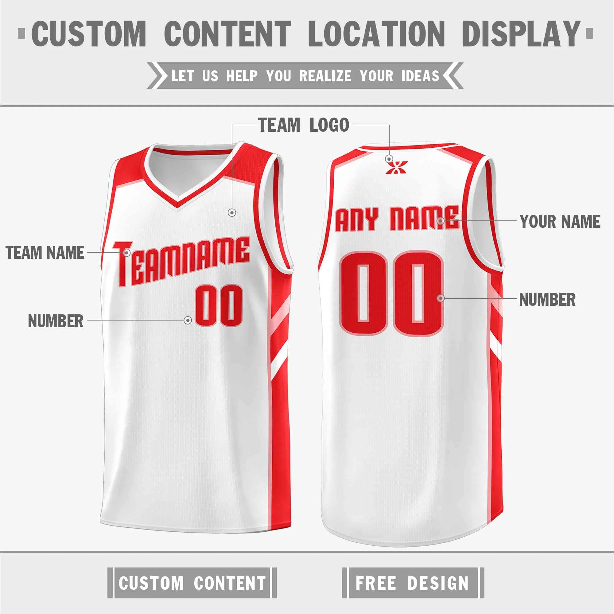 Custom White Red-Pink Classic Tops Style Mesh Sport Basketball Jersey - Image 2