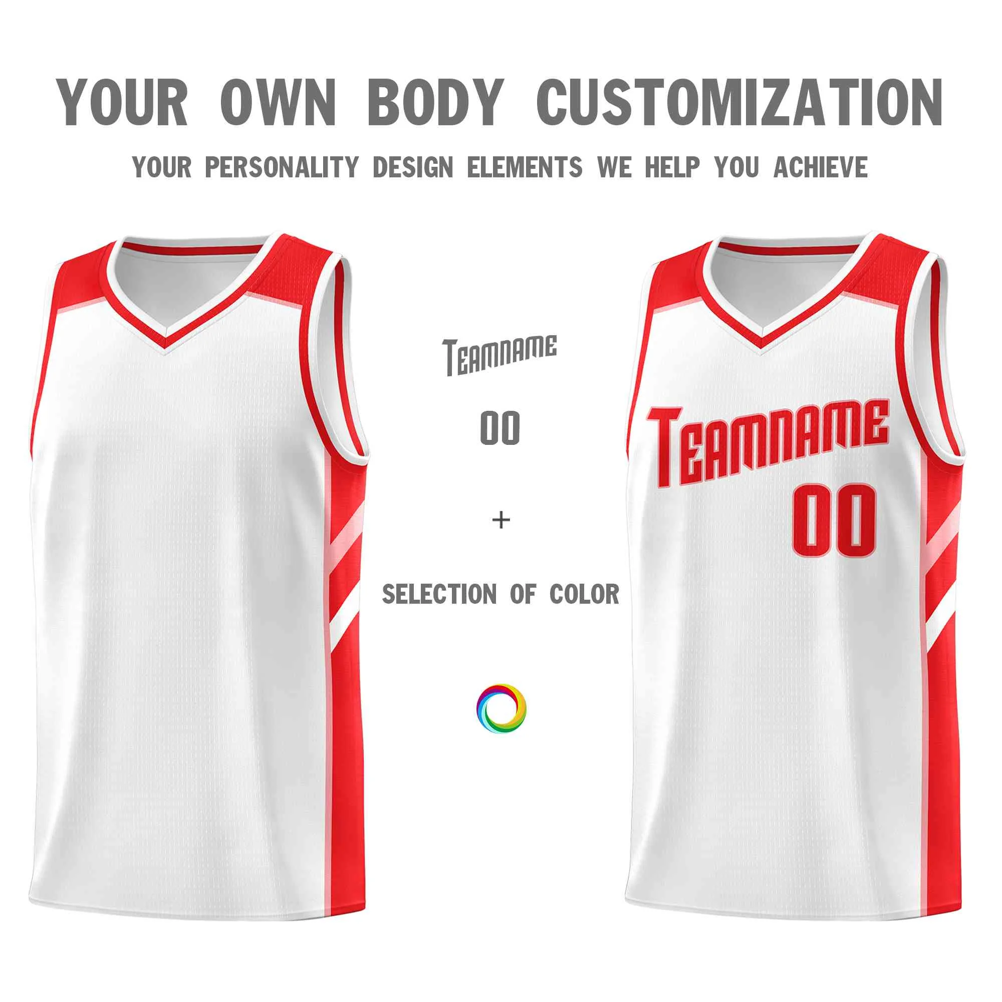 Custom White Red-Pink Classic Tops Style Mesh Sport Basketball Jersey - Image 3