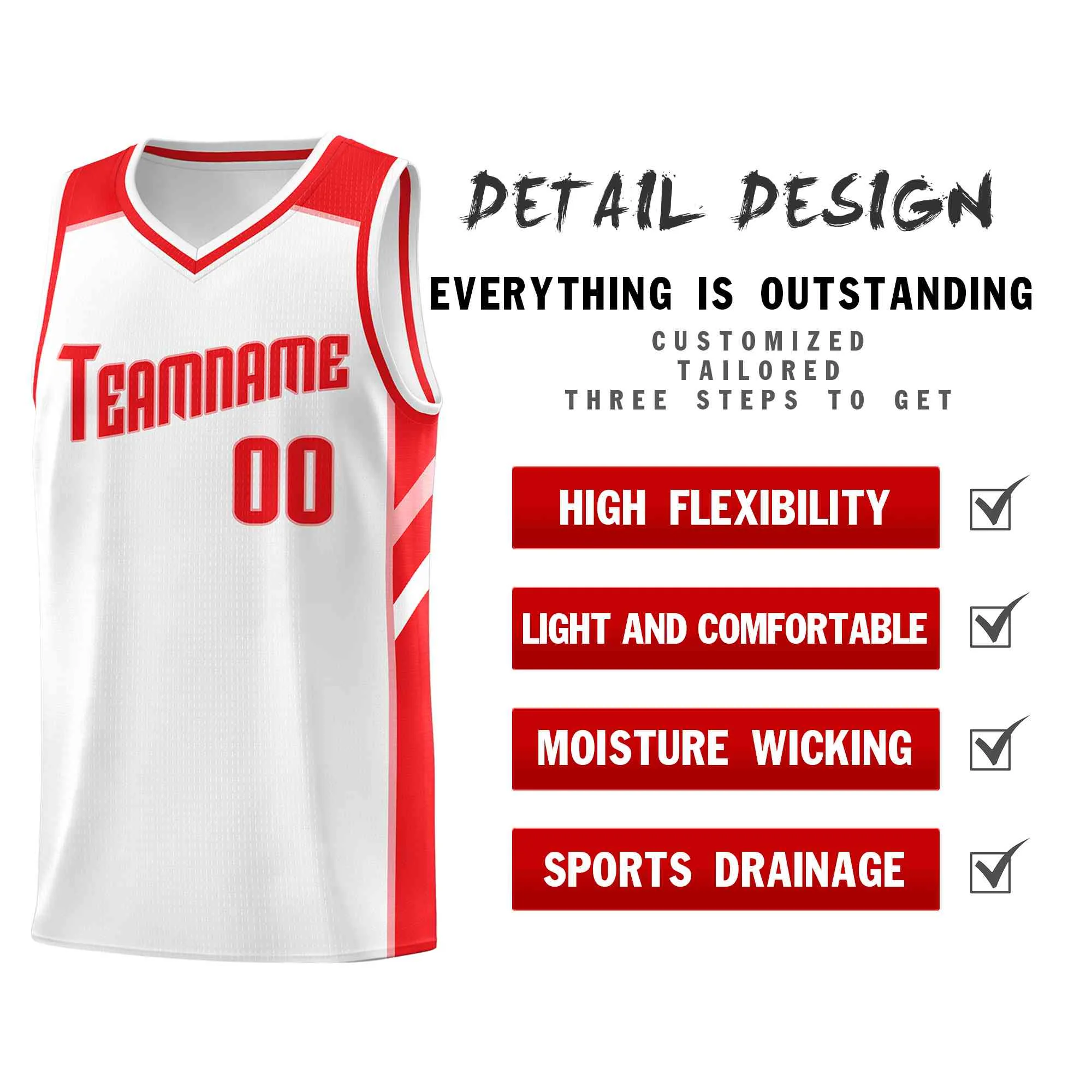 Custom White Red-Pink Classic Tops Style Mesh Sport Basketball Jersey - Image 4