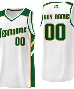 Custom White Green-Old Gold Classic Tops Style Mesh Sport Basketball Jersey