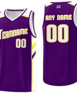 Custom Purple White-Yellow Classic Tops Style Mesh Sport Basketball Jersey