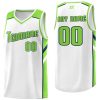Custom White Neon Green-Navy Classic Tops Style Mesh Sport Basketball Jersey