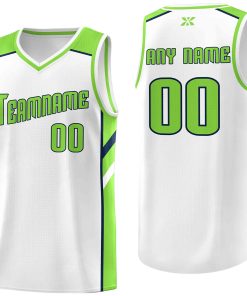 Custom White Neon Green-Navy Classic Tops Style Mesh Sport Basketball Jersey
