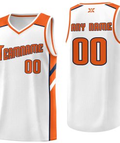 Custom White Orange-Navy Classic Tops Style Mesh Sport Basketball Jersey