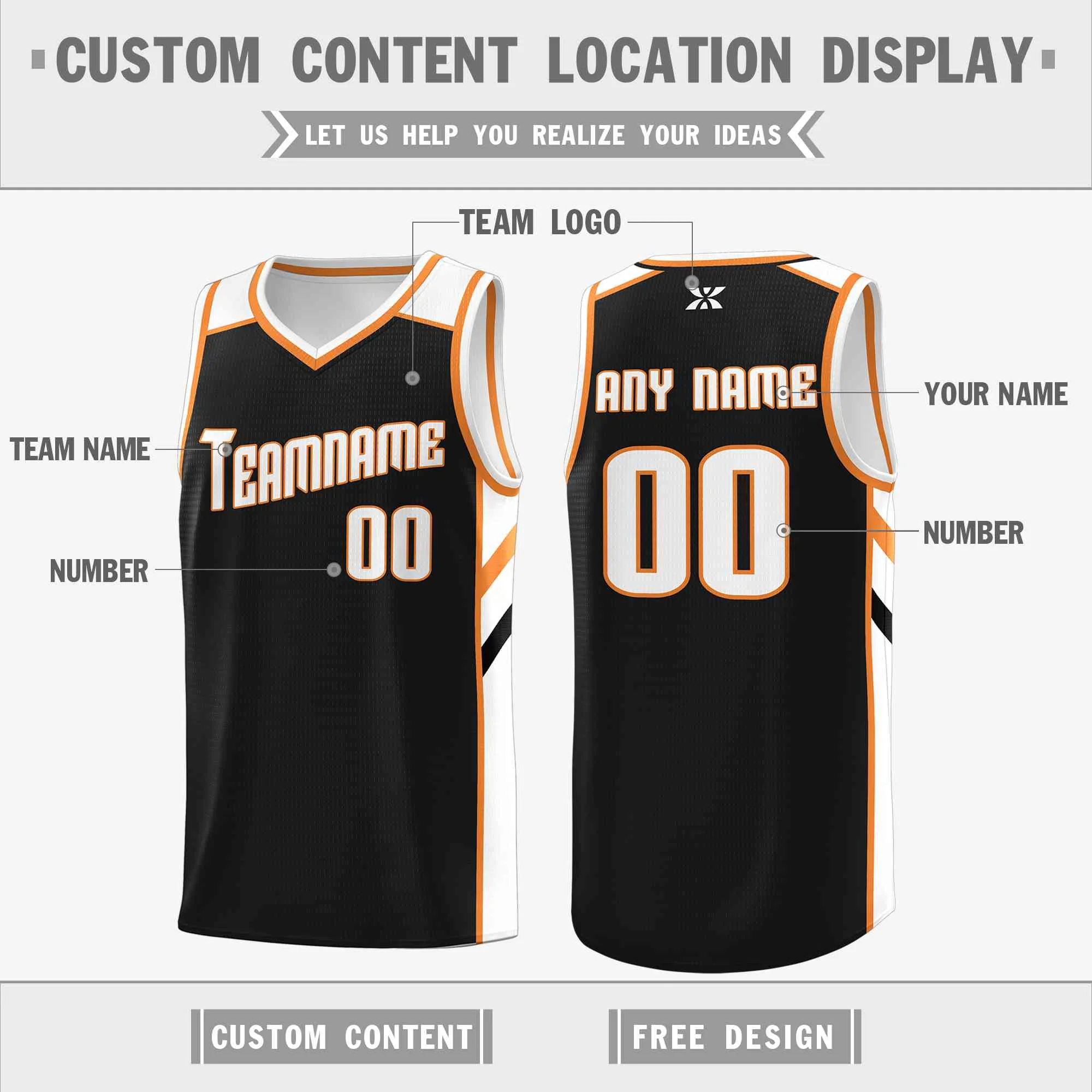 Custom Navy White-Orange Classic Tops Style Mesh Sport Basketball Jersey - Image 2