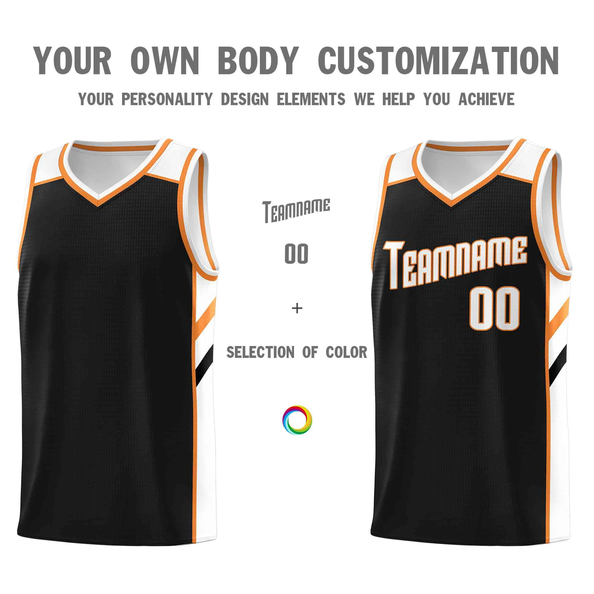 Custom Navy White-Orange Classic Tops Style Mesh Sport Basketball Jersey - Image 3