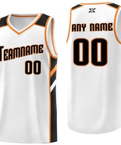 Custom White Black-Orange Classic Tops Style Mesh Sport Basketball Jersey