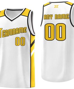 Custom White Yellow-Black Classic Tops Style Mesh Sport Basketball Jersey