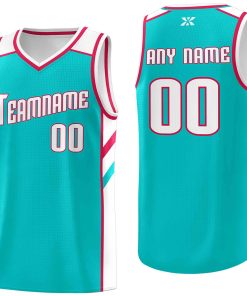 Custom Aqua White-Red Classic Tops Style Mesh Sport Basketball Jersey