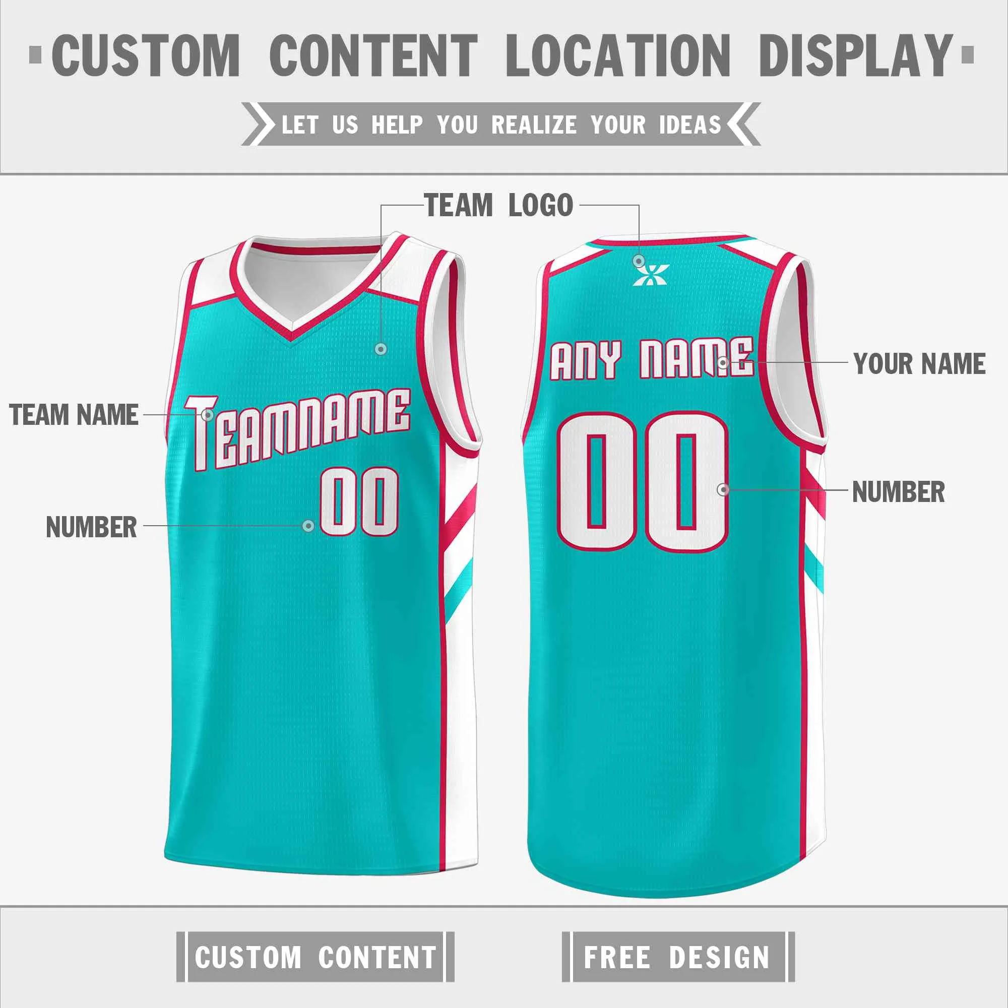 Custom Aqua White-Red Classic Tops Style Mesh Sport Basketball Jersey - Image 2