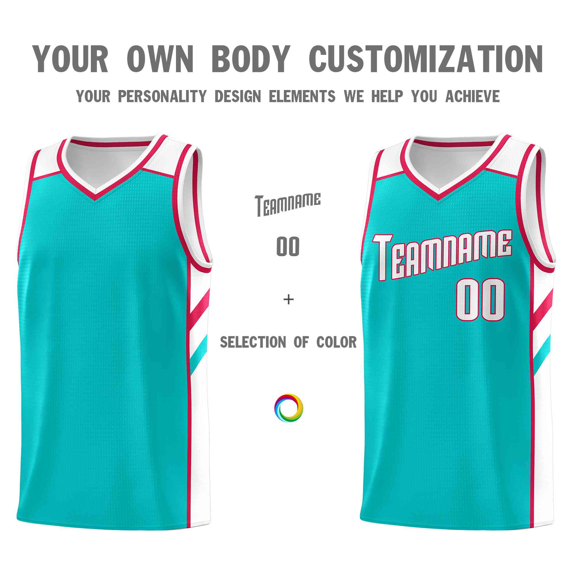 Custom Aqua White-Red Classic Tops Style Mesh Sport Basketball Jersey - Image 3