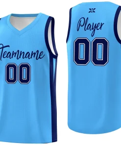 Custom Powder Blue Black Classic Tops Mesh Personalized Basketball Jersey