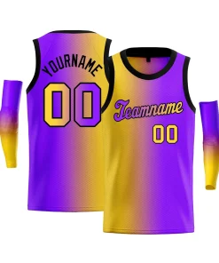 Custom Yellow Purple-Black Gradient Fashion Tops Basketball Jersey
