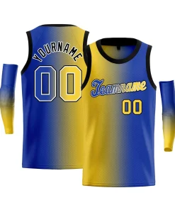 Custom Yellow Royal-White Gradient Fashion Tops Basketball Jersey