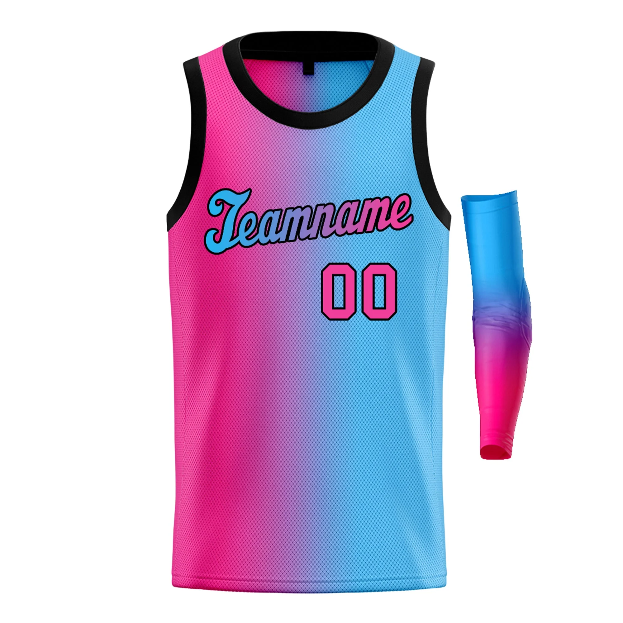 Custom Pink Blue-Black Gradient Fashion Tops Basketball Jersey - Image 3