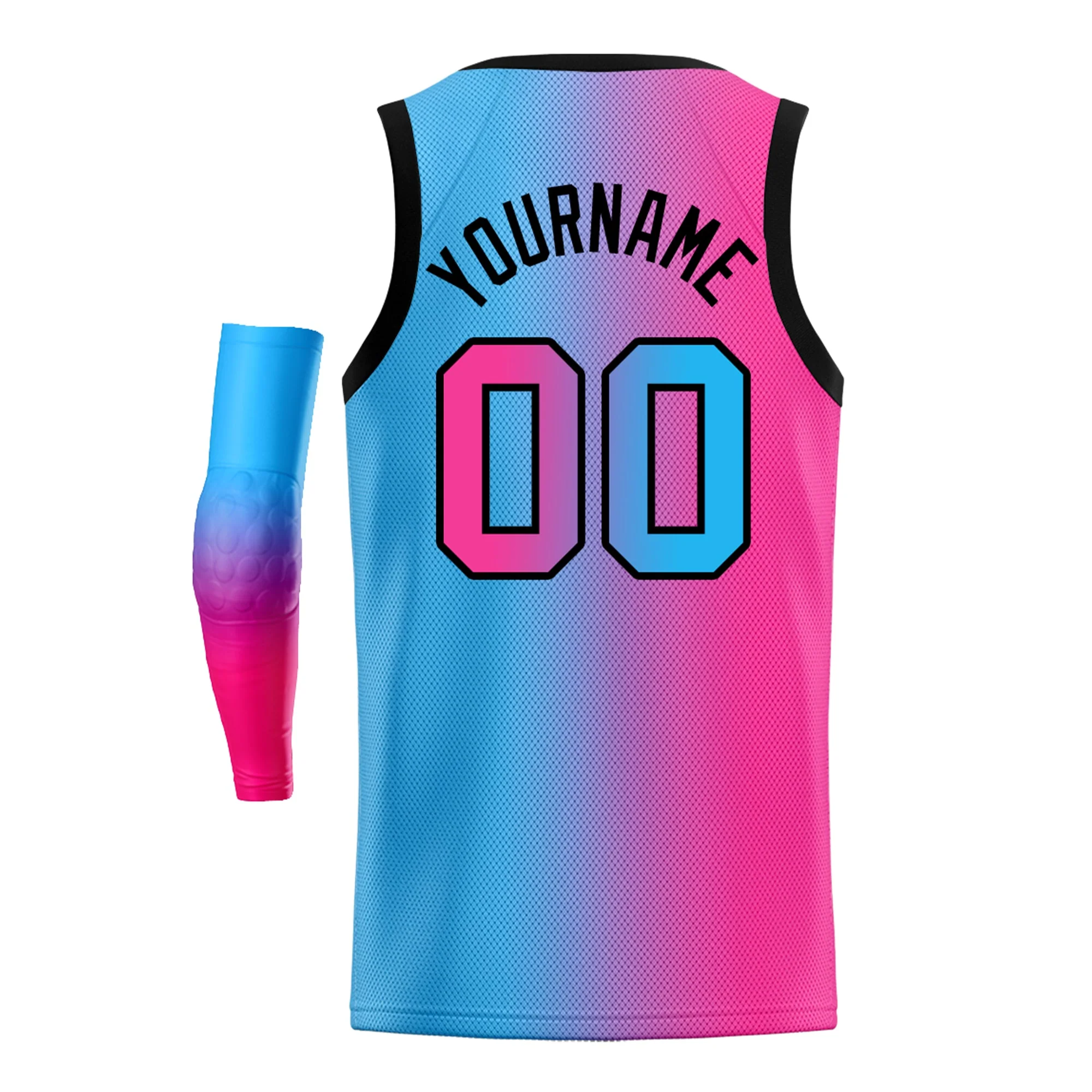 Custom Pink Blue-Black Gradient Fashion Tops Basketball Jersey - Image 4
