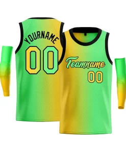 Custom Yellow Green-Black Gradient Fashion Tops Basketball Jersey
