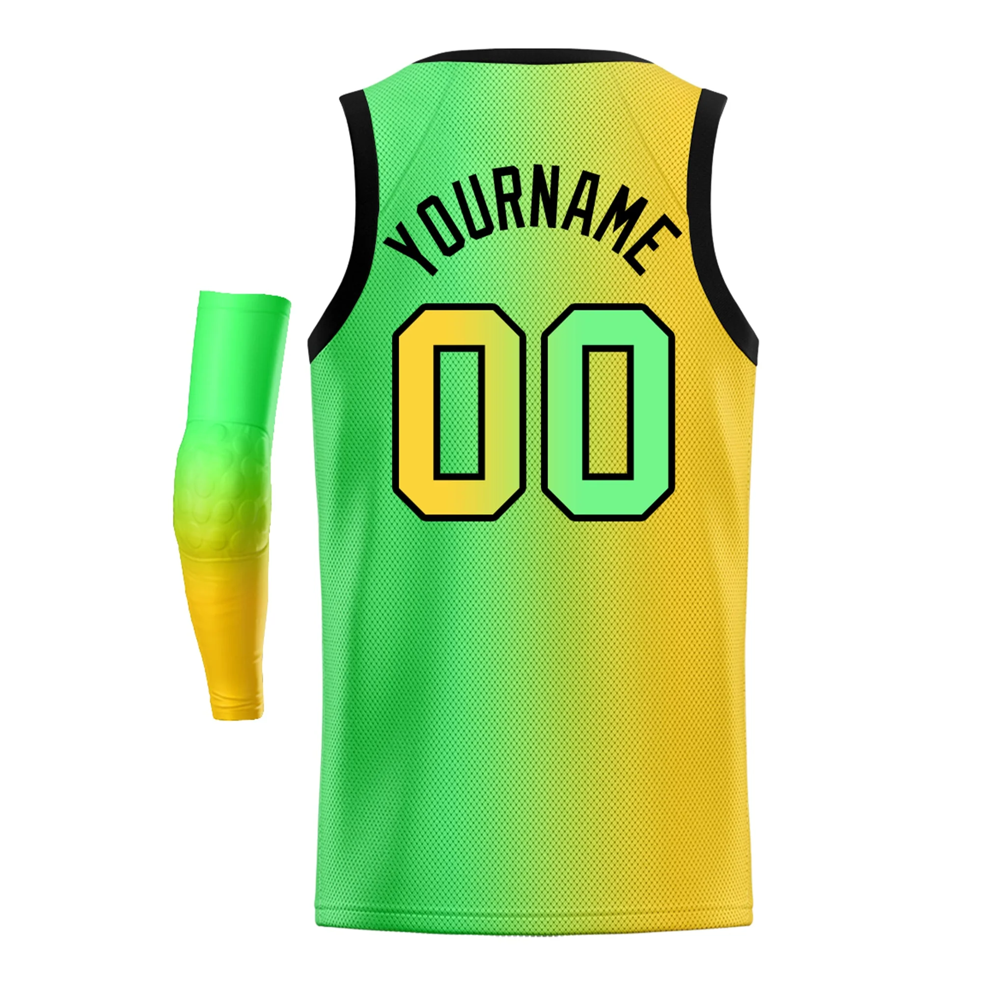 Custom Yellow Green-Black Gradient Fashion Tops Basketball Jersey - Image 4