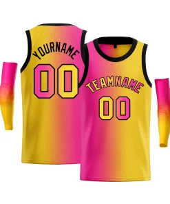 Custom Yellow Pink-Black Gradient Fashion Tops Basketball Jersey