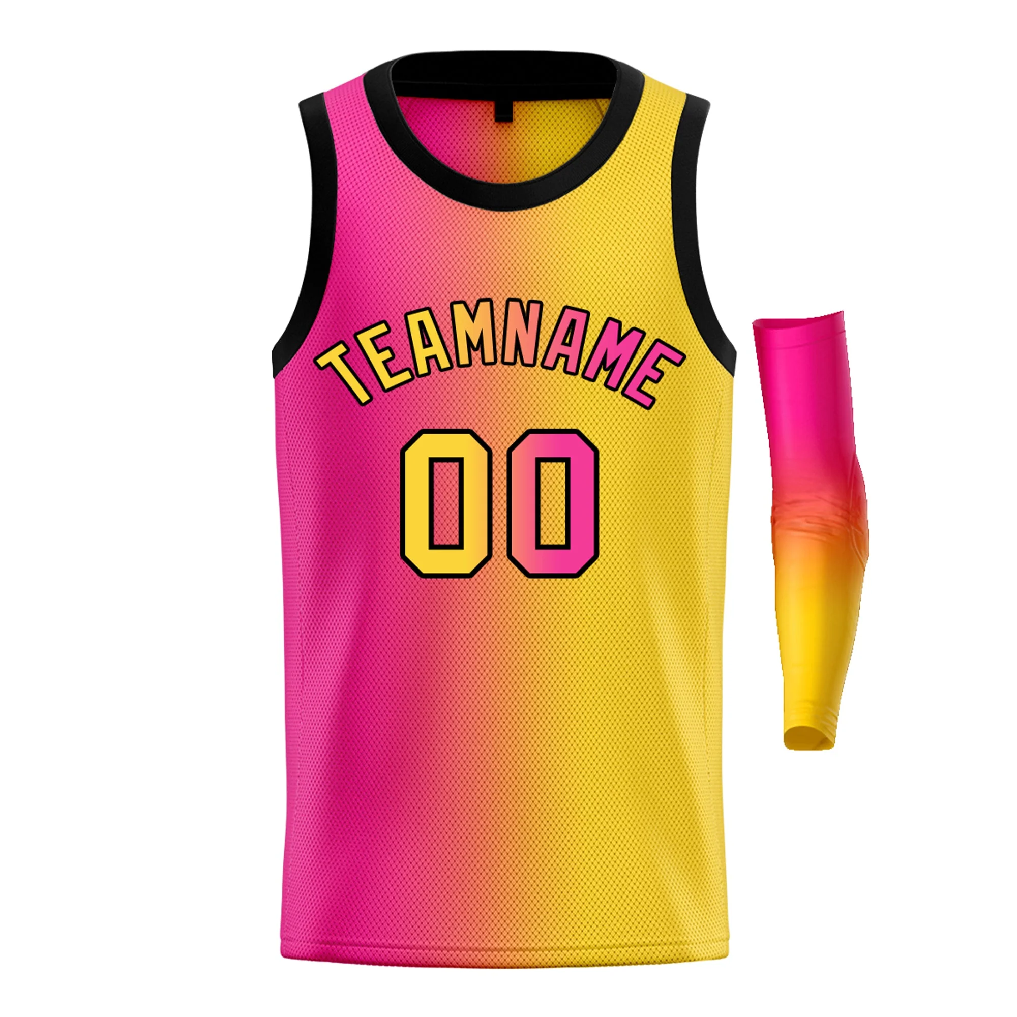 Custom Yellow Pink-Black Gradient Fashion Tops Basketball Jersey - Image 3