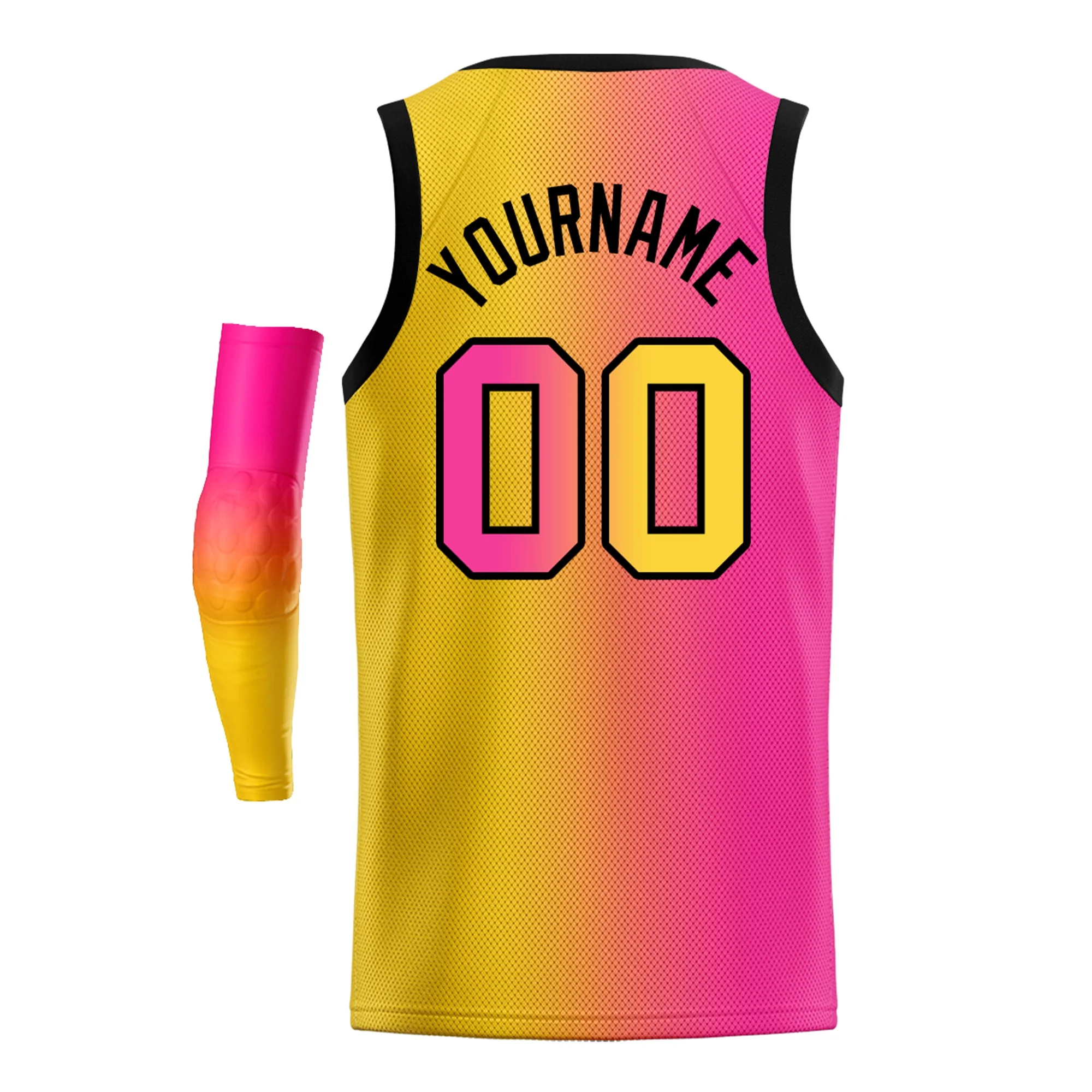 Custom Yellow Pink-Black Gradient Fashion Tops Basketball Jersey - Image 4