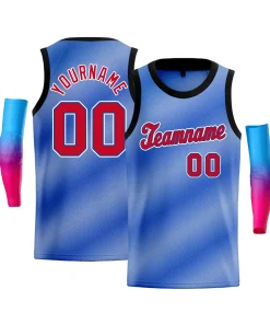 Custom Light Blue Red-White Gradient Fashion Tops Basketball Jersey