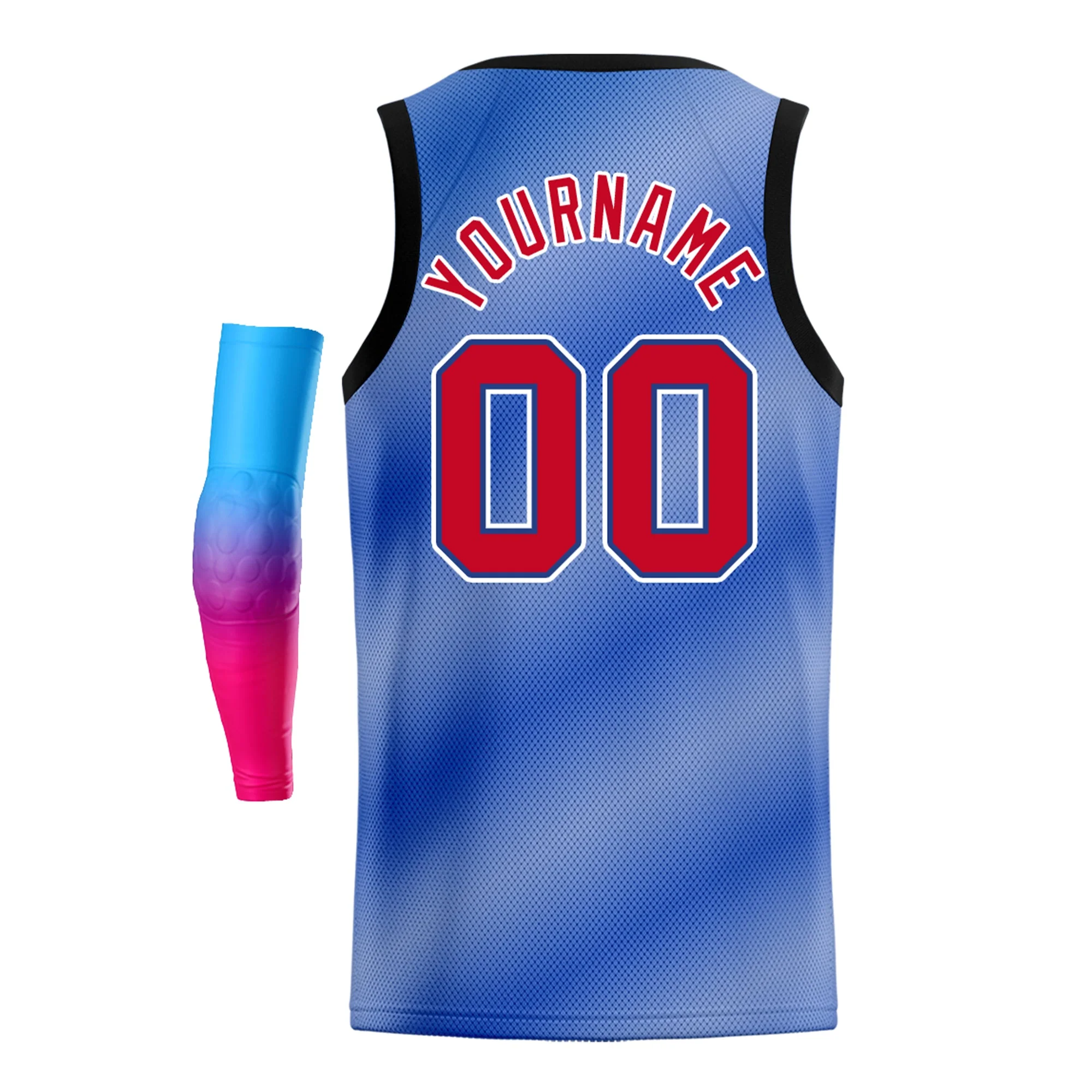 Custom Light Blue Red-White Gradient Fashion Tops Basketball Jersey - Image 4