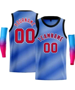 Custom Light Blue Red-White Gradient Fashion Tops Basketball Jersey