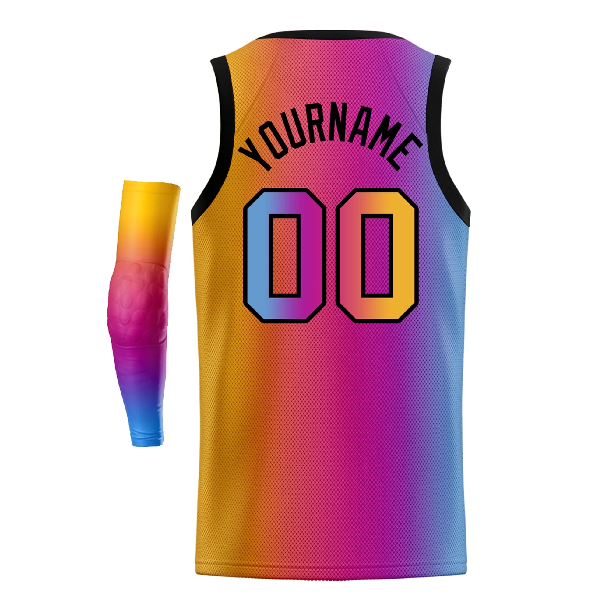 Custom Light Blue Yellow-Black Gradient Fashion Tops Basketball Jersey - Image 4