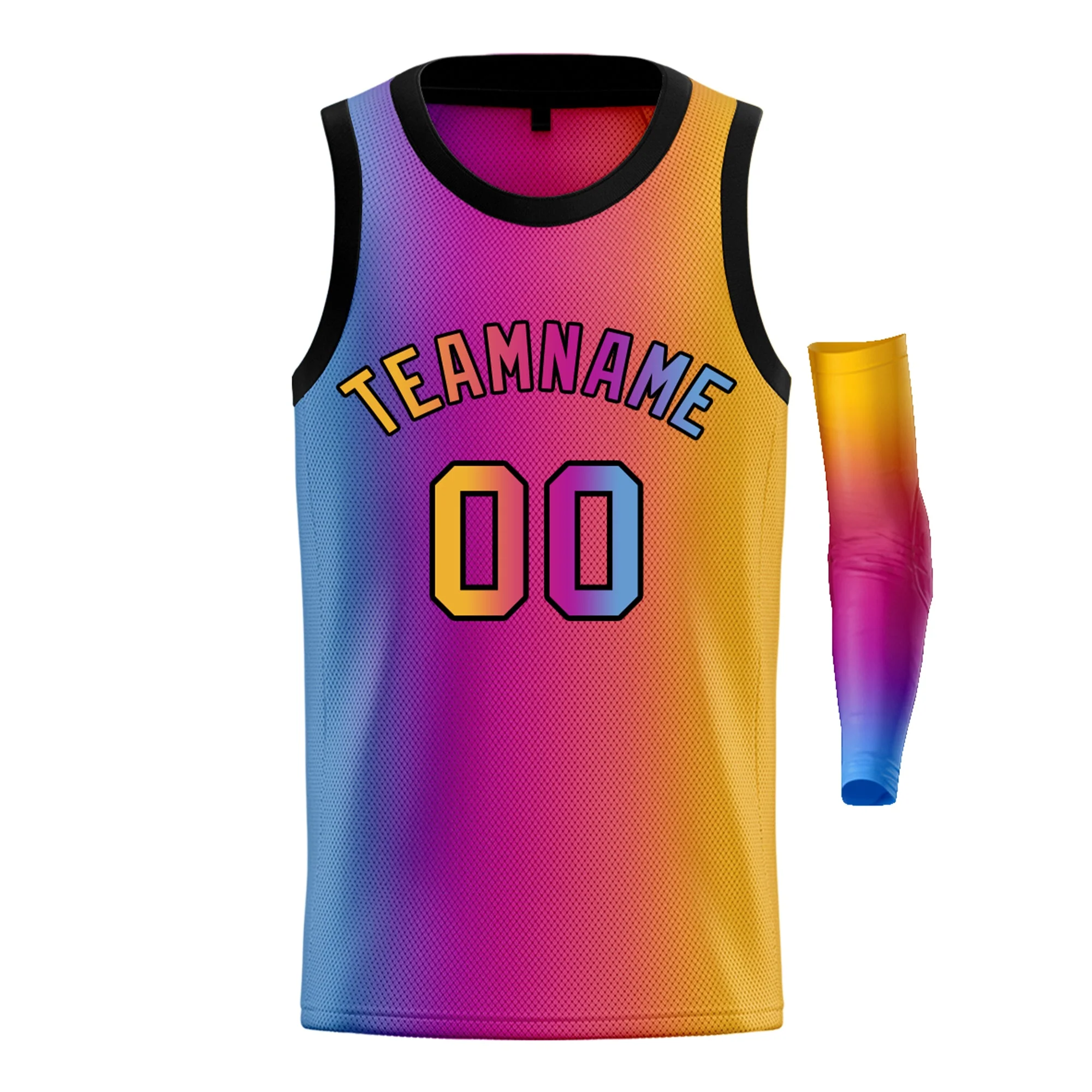 Custom Light Blue Yellow-Black Gradient Fashion Tops Basketball Jersey - Image 3