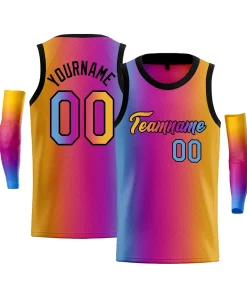 Custom Light Blue Yellow-Black Gradient Fashion Tops Basketball Jersey