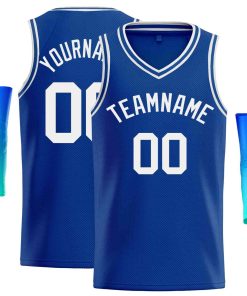 Custom Royal White-Classic Tops Men Casual Basketball Jersey